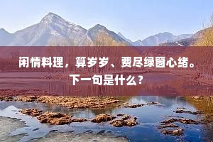 闲情料理，算岁岁、费尽绿窗心绪。下一句是什么？