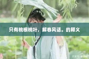 只有桃根桃叶，解春风话。的释义