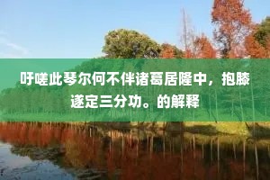 吁嗟此琴尔何不伴诸葛居隆中，抱膝遂定三分功。的解释