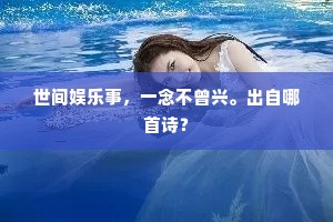 世间娱乐事，一念不曾兴。出自哪首诗？