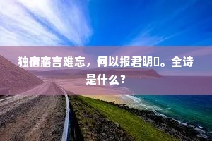 独宿寤言难忘，何以报君明珰。全诗是什么？