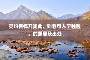 灵均憔悴乃知此，到老可人宁独醒。的意思及出处