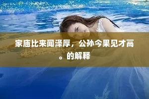 家庙比来闻泽厚，公孙今果见才高。的解释