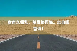 豺声久伺乱，鲸戮终何悔。出自哪首诗？