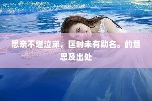 思亲不堪泣涕，匡时未有勋名。的意思及出处