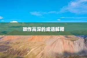 故作高深的成语解释