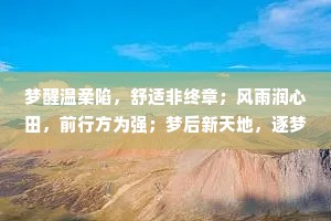 梦醒温柔陷，舒适非终章；风雨润心田，前行方为强；梦后新天地，逐梦不停航