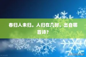 春归人未归。人归在几时。出自哪首诗？
