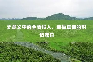 无意义中的全情投入，幸福真谛的炽热独白