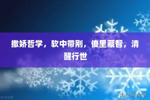 撒娇哲学，软中带刚，傻里藏智，清醒行世