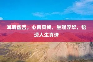 耳听虚言，心向真我，坐观浮华，悟透人生真谛