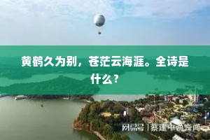 黄鹤久为别，苍茫云海涯。全诗是什么？