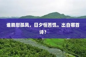 谁能慰孤凤，日夕恒苦饥。出自哪首诗？