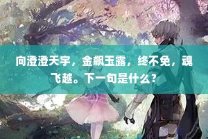 向澄澄天宇，金飙玉露，终不免，魂飞越。下一句是什么？
