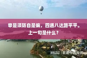 审是须防自是偏，四通八达路平平。上一句是什么？