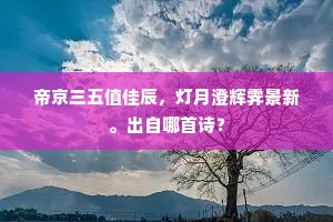 帝京三五值佳辰，灯月澄辉霁景新。出自哪首诗？