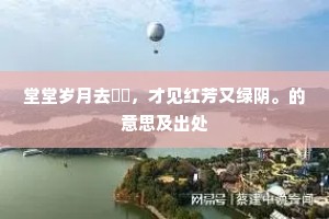 堂堂岁月去骎骎，才见红芳又绿阴。的意思及出处