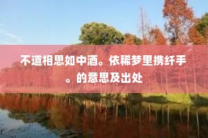 不道相思如中酒。依稀梦里携纤手。的意思及出处
