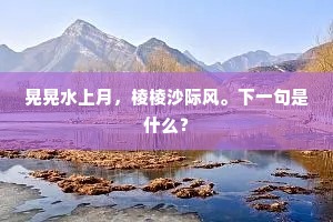 晃晃水上月，棱棱沙际风。下一句是什么？
