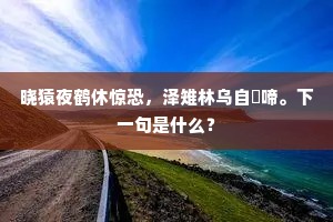 晓猿夜鹤休惊恐，泽雉林乌自雊啼。下一句是什么？
