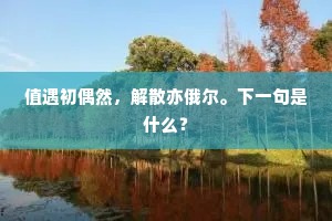 值遇初偶然，解散亦俄尔。下一句是什么？