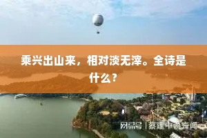 乘兴出山来，相对淡无滓。全诗是什么？