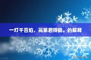 一灯千百焰，高第君得髓。的解释
