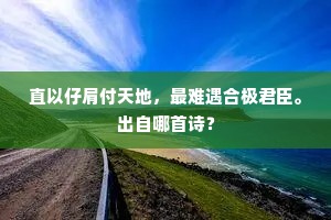 直以仔肩付天地，最难遇合极君臣。出自哪首诗？