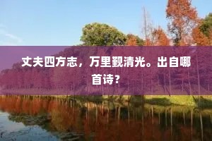 丈夫四方志，万里觐清光。出自哪首诗？
