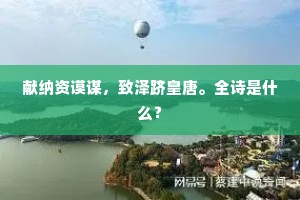 献纳资谟谋，致泽跻皇唐。全诗是什么？