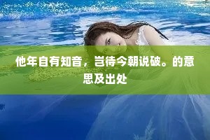 他年自有知音，岂待今朝说破。的意思及出处