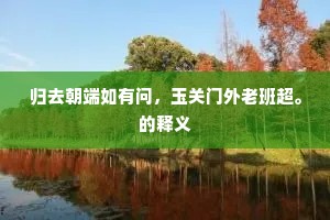 归去朝端如有问，玉关门外老班超。的释义