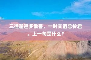三径逢迎多散客，一时交谊总怜君。上一句是什么？