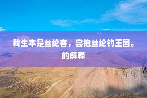 我生本是丝纶客，尝抱丝纶钓王国。的解释