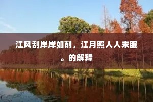 江风刮岸岸如削，江月照人人未眠。的解释