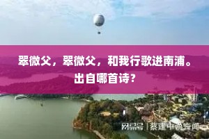 翠微父，翠微父，和我行歌进南浦。出自哪首诗？