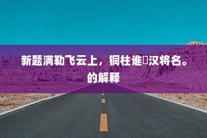 新题满勒飞云上，铜柱谁誇汉将名。的解释