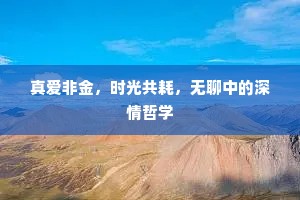 真爱非金，时光共耗，无聊中的深情哲学