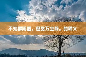 不知群阴匿，但觉万尘静。的释义