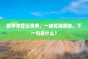 霹雳龙狂云浪黑，一缕花魂飘杳。下一句是什么？