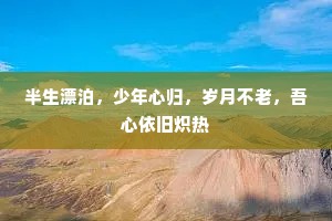 半生漂泊，少年心归，岁月不老，吾心依旧炽热