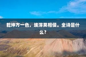 乾坤方一色，埃滓莫相侵。全诗是什么？