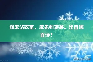 润未沾农亩，威先到旅衾。出自哪首诗？