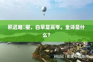 积迟唯濬壑，白早是高岑。全诗是什么？