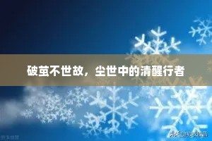 破茧不世故，尘世中的清醒行者