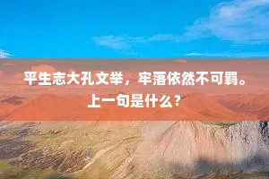 平生志大孔文举，牢落依然不可羁。上一句是什么？