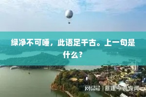绿净不可唾，此语足千古。上一句是什么？