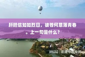 肝胆信知如烈日，彼苍何意薄青春。上一句是什么？