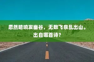 忽然暗响发幽谷，无数飞泉乱出山。出自哪首诗？