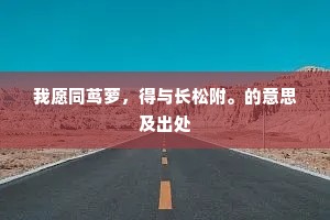 我愿同茑萝，得与长松附。的意思及出处